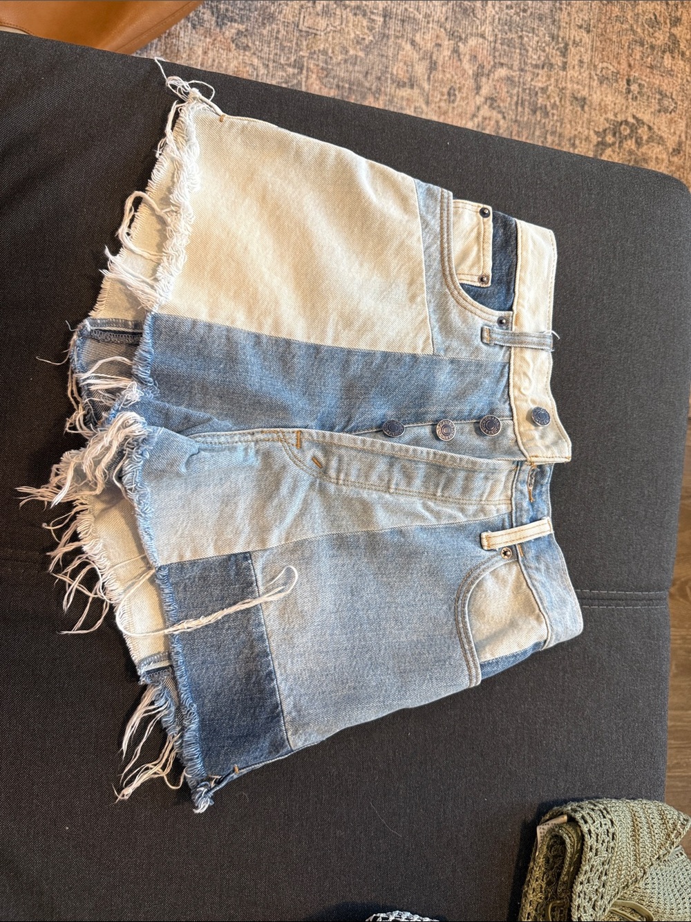 Abercrombie & Fitch Two-Tone Light and Medium Blue Mini Denim Short